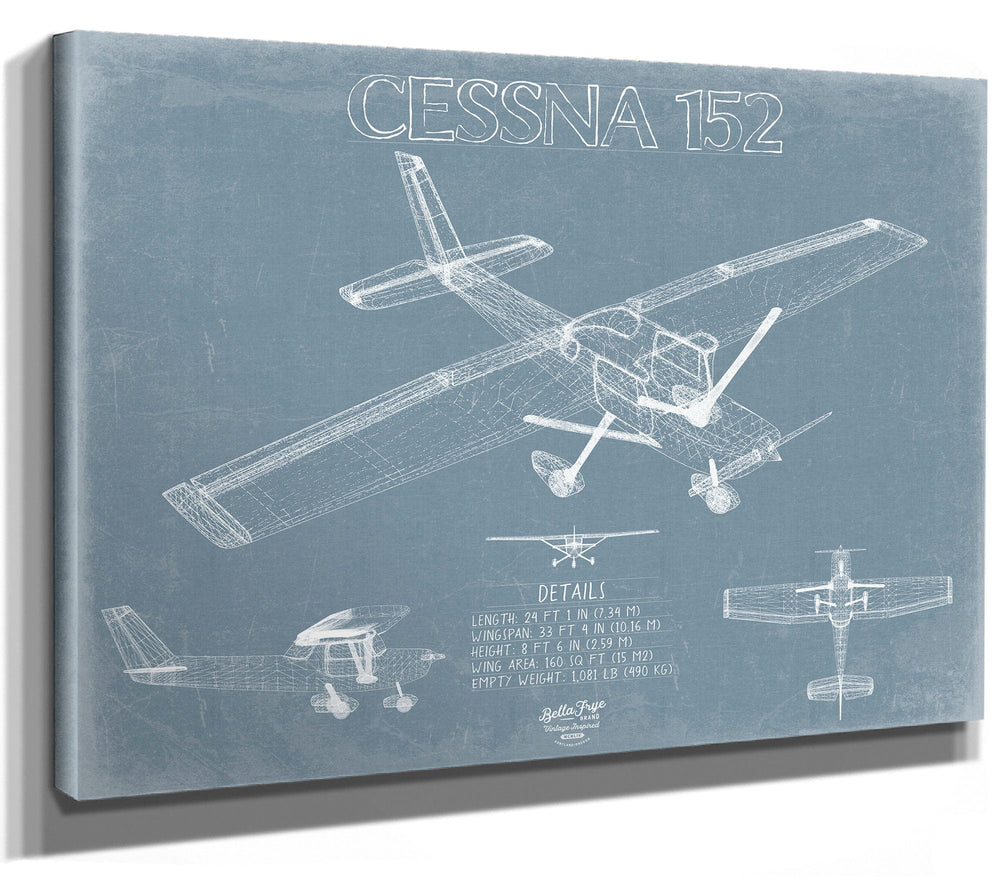 Bella Frye Cessna 152 Aircraft Blueprint Wall Art - Original Airplane Print