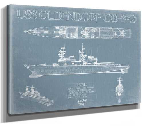 Bella Frye USS Oldendorf (DD-972) Blueprint Wall Art - Original Destroyer Print