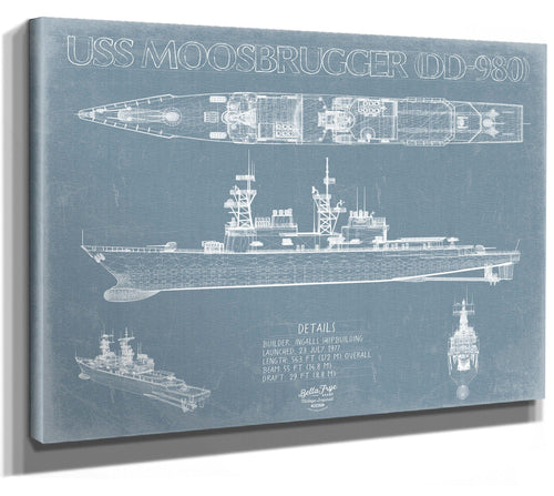 Bella Frye USS Moosbrugger (DD-980) Blueprint Wall Art - Original Destroyer Print