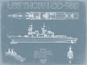 Bella Frye USS Thorn (DD-988) Blueprint Wall Art - Original Destroyer Print