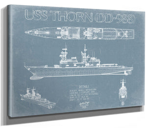 Bella Frye USS Thorn (DD-988) Blueprint Wall Art - Original Destroyer Print