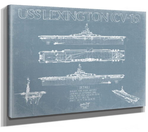 Bella Frye USS Lexington (CV-16) Blueprint Wall Art - Original Carrier Print