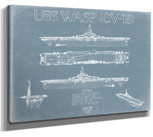 Bella Frye USS Wasp (CV-18) Blueprint Wall Art - Original Carrier Print