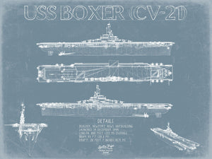 Bella Frye USS Boxer (CV-21) Blueprint Wall Art - Original Carrier Print