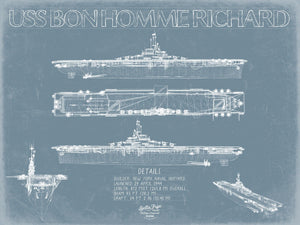 Bella Frye USS Bon Homme Richard (CV-31) Blueprint Wall Art - Original Carrier Print