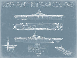 Bella Frye USS Antietam (CV-36) Blueprint Wall Art - Original Carrier Print