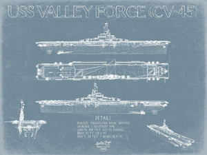 Bella Frye USS Valley Forge (CV-45) Blueprint Wall Art - Original Carrier Print