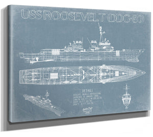 Bella Frye USS Roosevelt (DDG-80) Blueprint Wall Art - Original Guided-Missile Destroyer Print