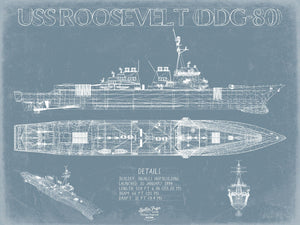 Bella Frye USS Roosevelt (DDG-80) Blueprint Wall Art - Original Guided-Missile Destroyer Print