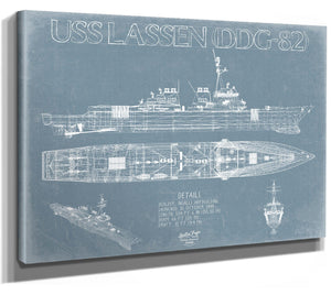 Bella Frye USS Lassen (DDG-82) Blueprint Wall Art - Original Guided-Missile Destroyer Print