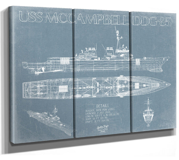 Bella Frye USS McCampbell (DDG-85) Blueprint Wall Art - Original Guided-Missile Destroyer Print