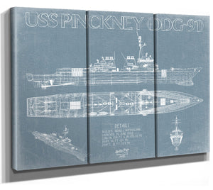 Bella Frye USS Pinckney (DDG-91) Blueprint Wall Art - Original Guided-Missile Destroyer Print