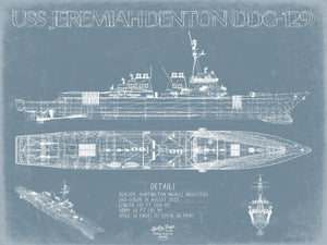 Bella Frye USS Jeremiah Denton (DDG-129) Blueprint Wall Art - Original Guided-Missile Destroyer Print