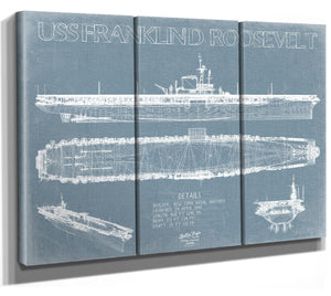 Bella Frye USS Franklin D. Roosevelt (CV-42) Blueprint Wall Art - Original Carrier Print