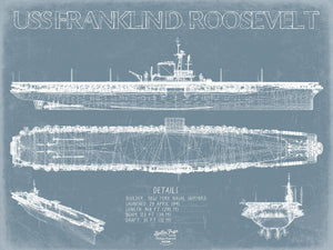 Bella Frye USS Franklin D. Roosevelt (CV-42) Blueprint Wall Art - Original Carrier Print