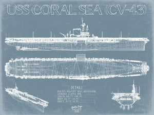 Bella Frye USS Coral Sea (CV-43) Blueprint Wall Art - Original Carrier Print