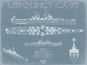 Bella Frye USS Quincy (CA-71) Blueprint Wall Art - Original Cruiser Print