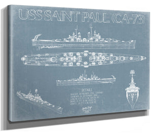 Bella Frye USS Saint Paul (CA-73) Blueprint Wall Art - Original Cruiser Print