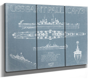 Bella Frye USS Saint Paul (CA-73) Blueprint Wall Art - Original Cruiser Print