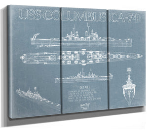 Bella Frye USS Columbus (CA-74) Blueprint Wall Art - Original Cruiser Print