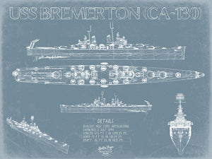 Bella Frye USS Bremerton (CA-130) Blueprint Wall Art - Original Cruiser Print