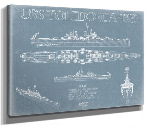 Bella Frye USS Toledo (CA-133) Blueprint Wall Art - Original Cruiser Print