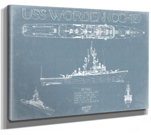 Bella Frye USS Worden (CG-18) Blueprint Wall Art - Original Cruiser Print