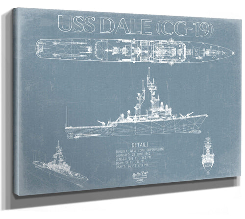 Bella Frye USS Dale (CG-19) Blueprint Wall Art - Original Cruiser Print