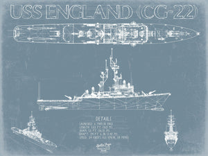 Bella Frye USS England (CG-22) Blueprint Wall Art - Original Cruiser Print