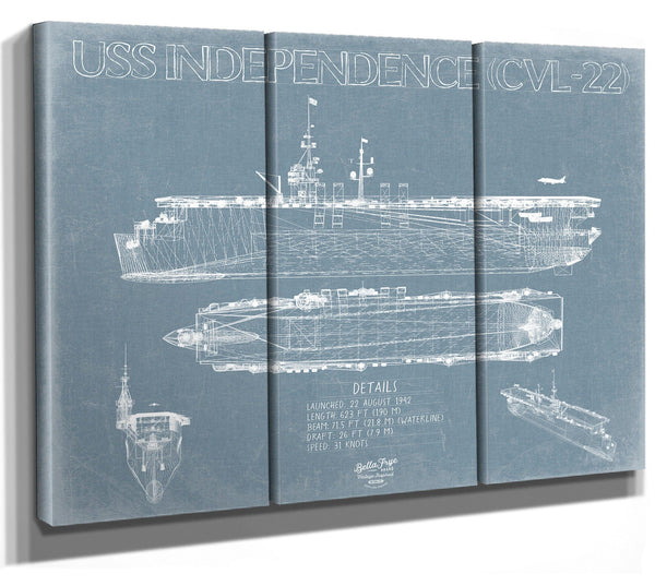 Bella Frye USS Independence (CVL-22) Blueprint Wall Art - Original Carrier Print