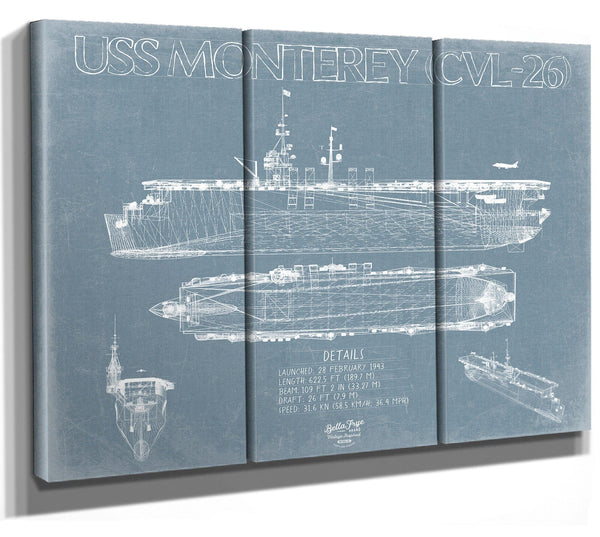 Bella Frye USS Monterey (CVL-26) Blueprint Wall Art - Original Carrier Print