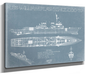 Bella Frye USS William P. Lawrence (DDG-110) Blueprint Wall Art - Original Guided-Missile Destroyer Print