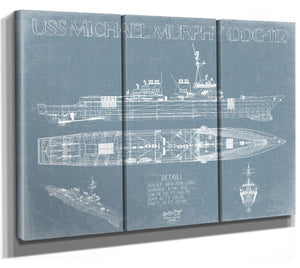 Bella Frye USS Michael Murphy (DDG-112) Blueprint Wall Art - Original Guided-Missile Destroyer Print