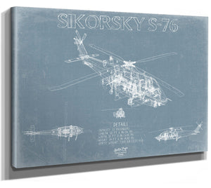 Bella Frye Sikorsky S76 Aircraft Blueprint Wall Art - Original Utility Helicopter Print