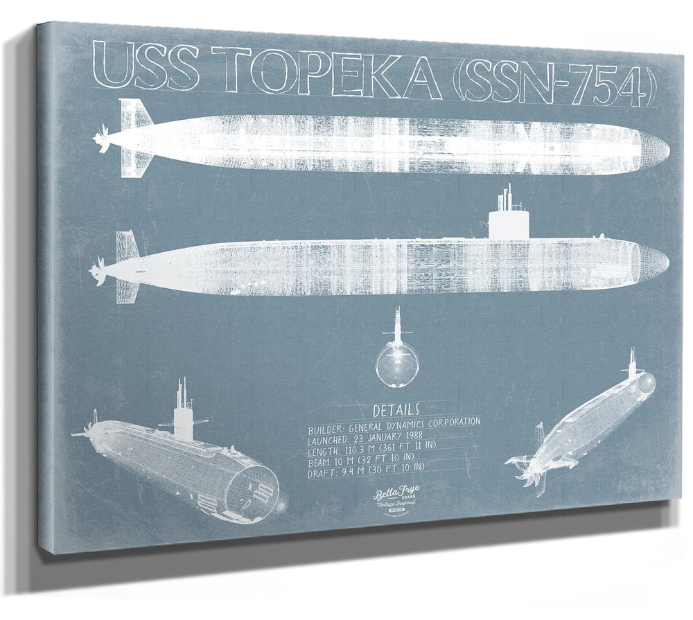 Bella Frye USS Topeka (SSN-754) Blueprint Wall Art - Original Submarine Print