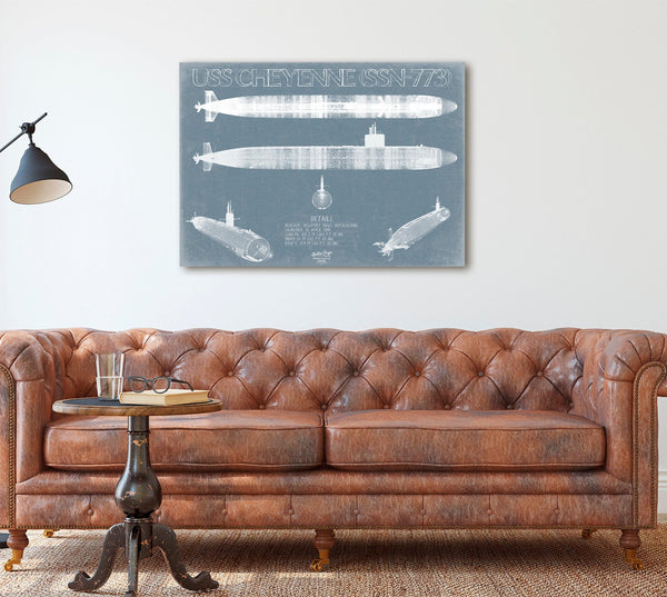 Bella Frye USS Cheyenne (SSN-773) Blueprint Wall Art - Original Submarine Print