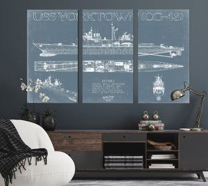 Bella Frye USS Yorktown (DDG-48/CG-48) Blueprint Wall Art - Original Cruiser Print