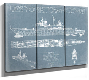 Bella Frye USS Yorktown (DDG-48/CG-48) Blueprint Wall Art - Original Cruiser Print