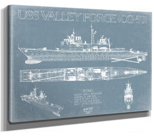 Bella Frye USS Valley Forge (CG-50) Blueprint Wall Art - Original Cruiser Print