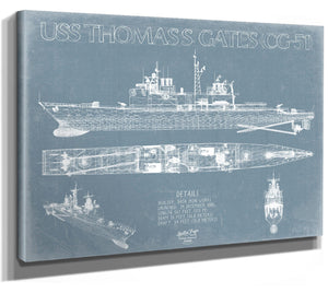 Bella Frye USS Thomas S. Gates (CG-51) Blueprint Wall Art - Original Cruiser Print