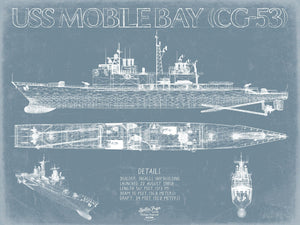 Bella Frye USS Mobile Bay (CG-53) Blueprint Wall Art - Original Cruiser Print