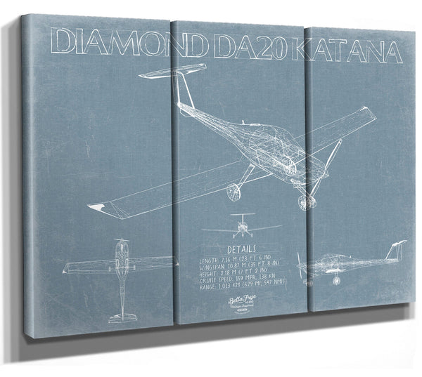 Bella Frye Diamond DA20 Katana Aircraft Blueprint Wall Art - Original Airplane Print