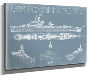 Bella Frye USS Gearing (DD-710) Blueprint Wall Art - Original Destroyer Print