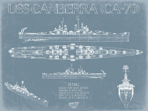 Bella Frye USS Canberra (CA-70) Blueprint Wall Art - Original Cruiser Print