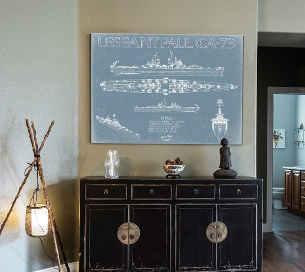 Bella Frye USS Saint Paul (CA-73) Blueprint Wall Art - Original Cruiser Print