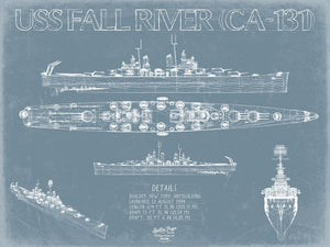 Bella Frye USS Fall River (CA-131) Blueprint Wall Art - Original Cruiser Print