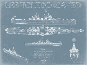 Bella Frye USS Toledo (CA-133) Blueprint Wall Art - Original Cruiser Print