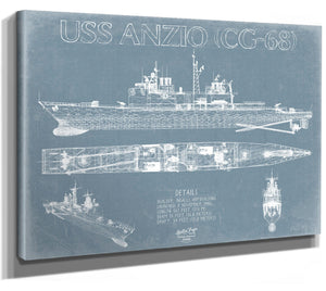 Bella Frye USS Anzio (CG-68) Blueprint Wall Art - Original Cruiser Print