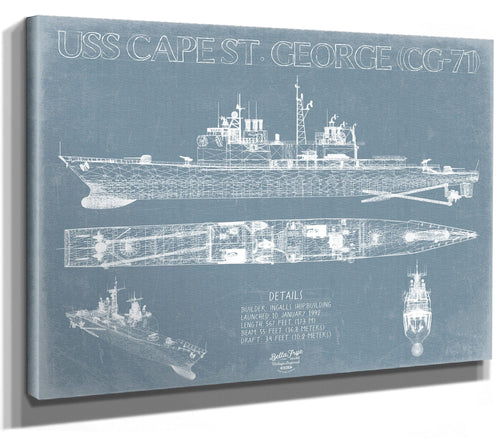 Bella Frye USS Cape St. George (CG-71) Blueprint Wall Art - Original Cruiser Print