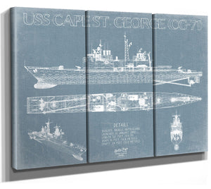 Bella Frye USS Cape St. George (CG-71) Blueprint Wall Art - Original Cruiser Print